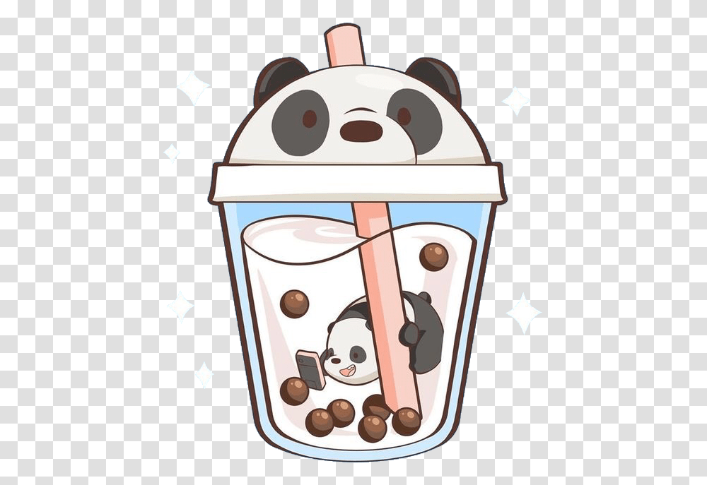 Bubbletea Tea Panda Cute Kawaii Freetoedit Boba We Bare Bears, Leisure Activities, Performer, Tin, Cream Transparent Png