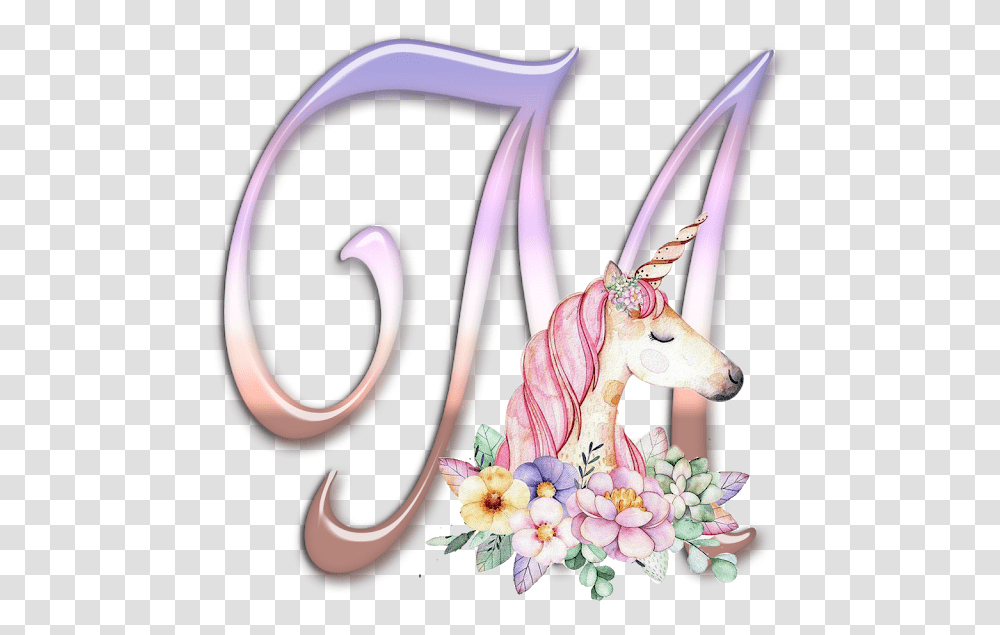 Buchstabe Letter M Unicorn Wallpaper S Love Images Happy Birthday Unicorn, Graphics, Art, Plant, Floral Design Transparent Png