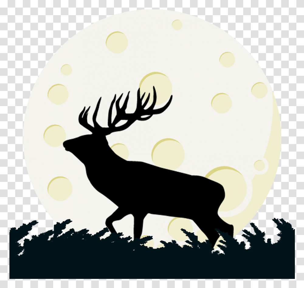 Buck Deer And Moon Clipart Elk Elk, Wildlife, Mammal, Animal, Antler Transparent Png