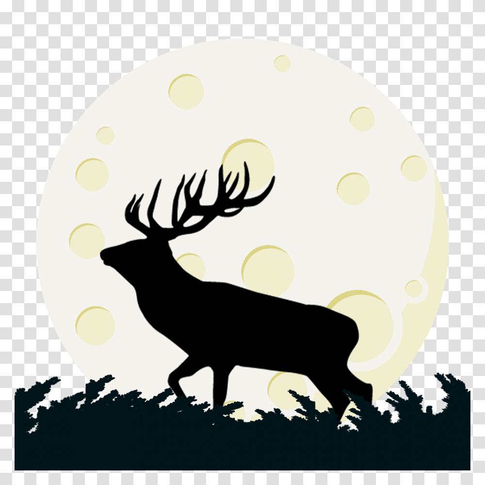 Buck Deer And Moon Clipart, Elk, Wildlife, Mammal, Animal Transparent Png