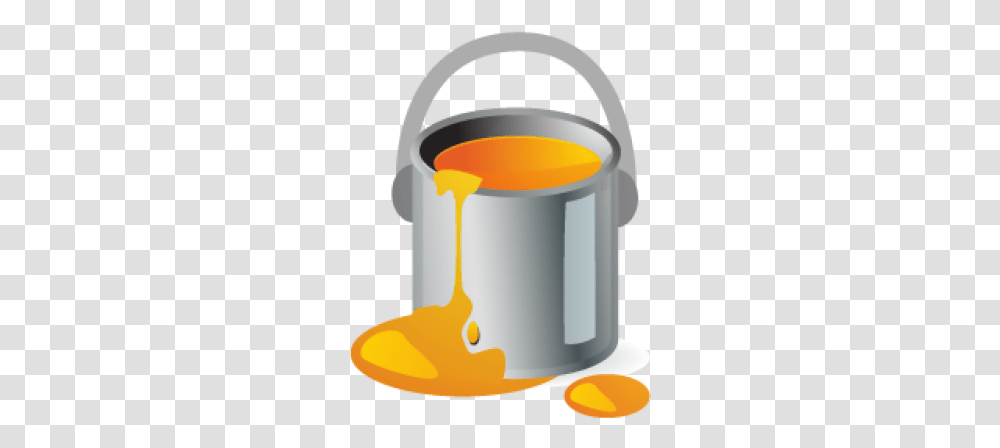 Bucket Image Orange Paint Bucket, Pot, Lamp, Beverage, Drink Transparent Png