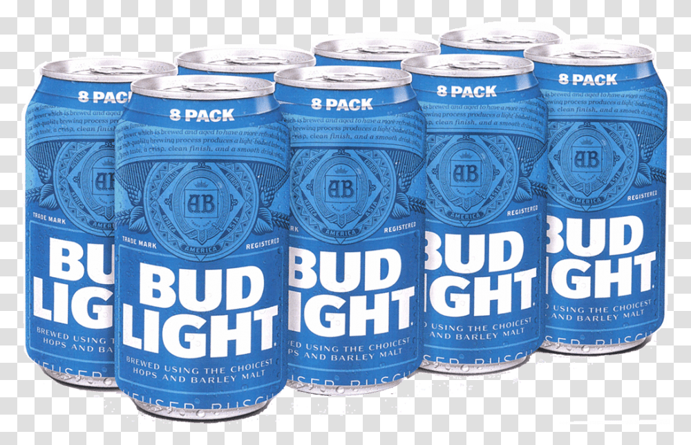 Bud Light 8 Pack Cans, Soda, Beverage, Drink, Lager Transparent Png