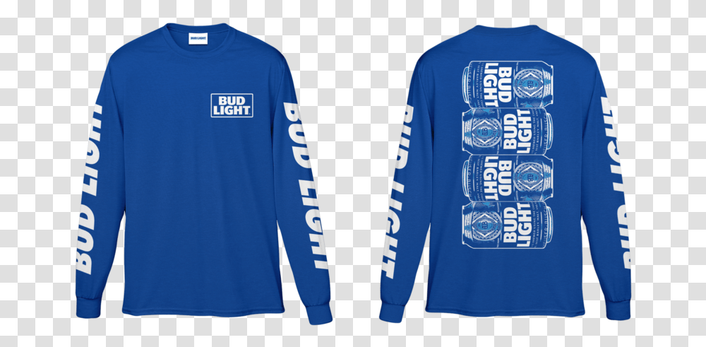 Bud Light Long Sleeve Stacked Can Back Print Tee Long Sleeve, Clothing, Apparel Transparent Png