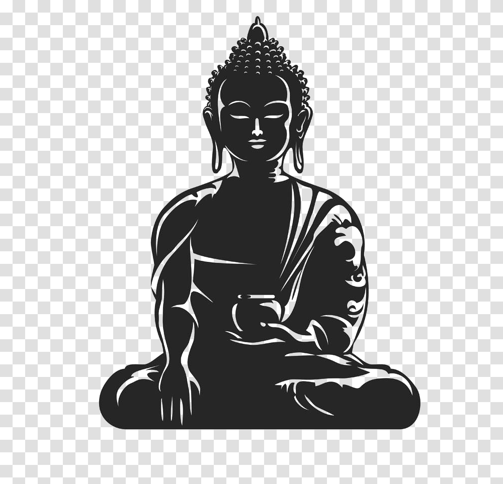 Buddha Black And White, Person, Human, Stencil Transparent Png