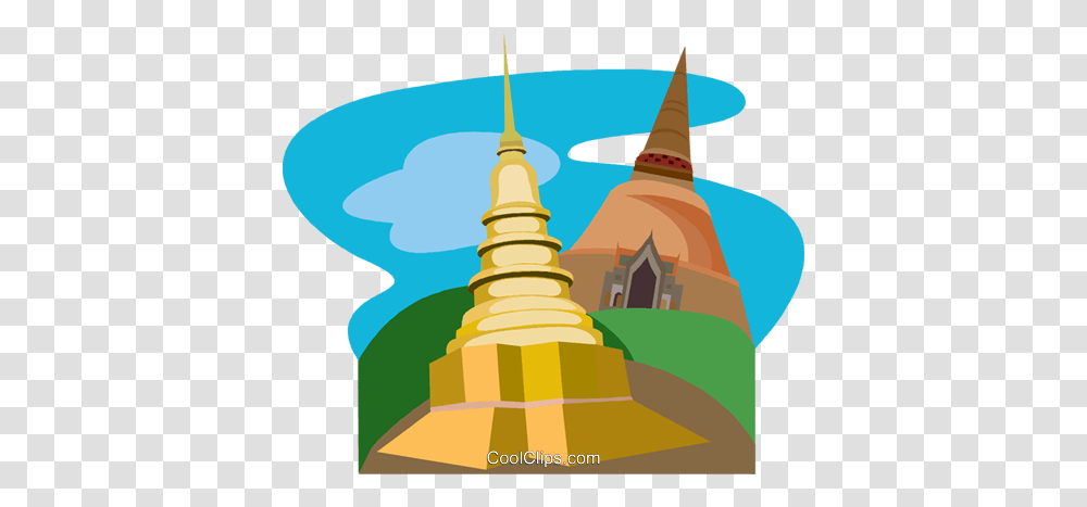 Buddhist Temple Of Lamphun Royalty Free Vector Clip Art, Architecture, Building, Spire, Tower Transparent Png