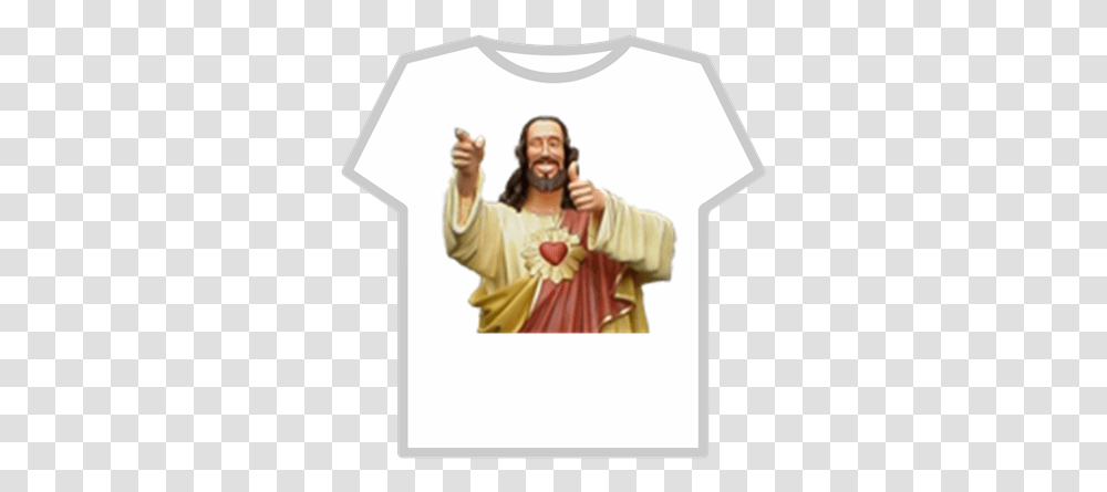 Buddy Christ Roblox Instagram T Shirt, Clothing, Person, Sleeve, Text Transparent Png