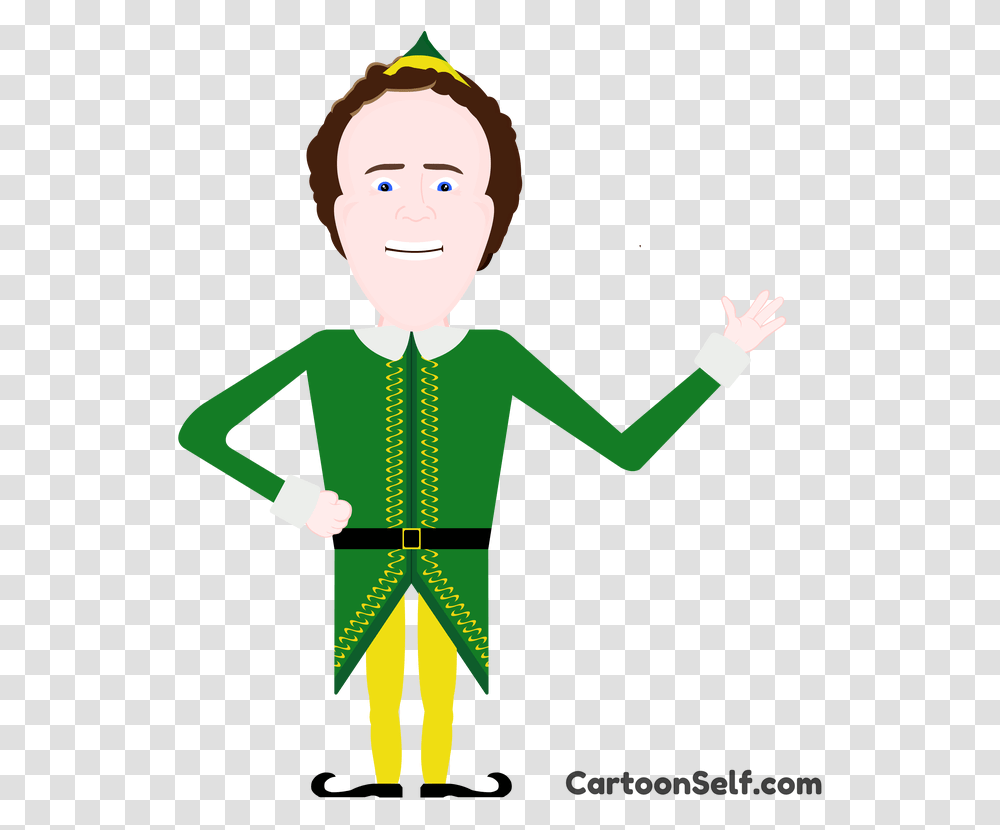 Buddy The Elf Cartoon Will Ferrell Elf, Green, Sleeve, Apparel Transparent Png