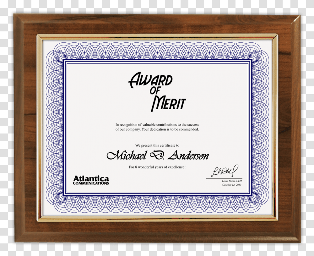 Budget Beater Cherry Plaque With Gold A4 Size Certificate Frame Design, Text, Diploma, Document, Business Card Transparent Png