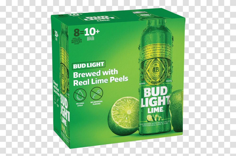 Budlight Lime 16oz Al 1600 Fl Oz Bud Light Lime Aluminum Bottles, Citrus Fruit, Plant, Food, Beer Transparent Png