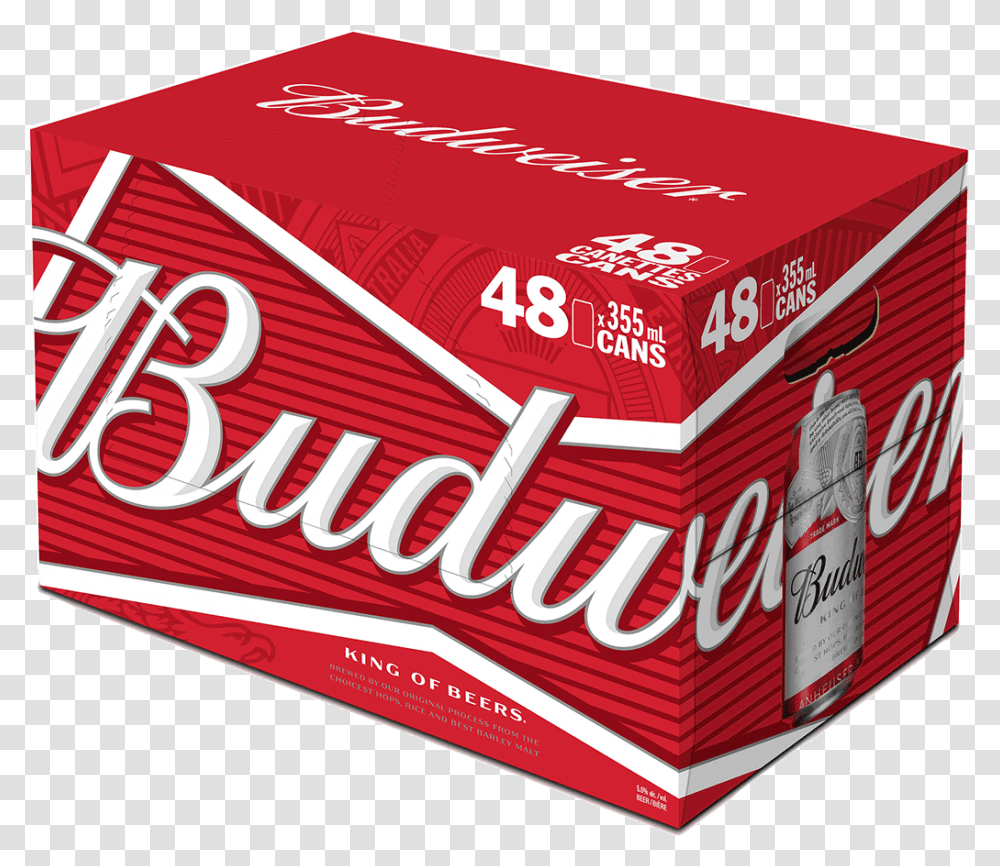Budweiser 48 X 355 Ml Budweiser 12pk Cans, Box, Beverage, Drink Transparent Png