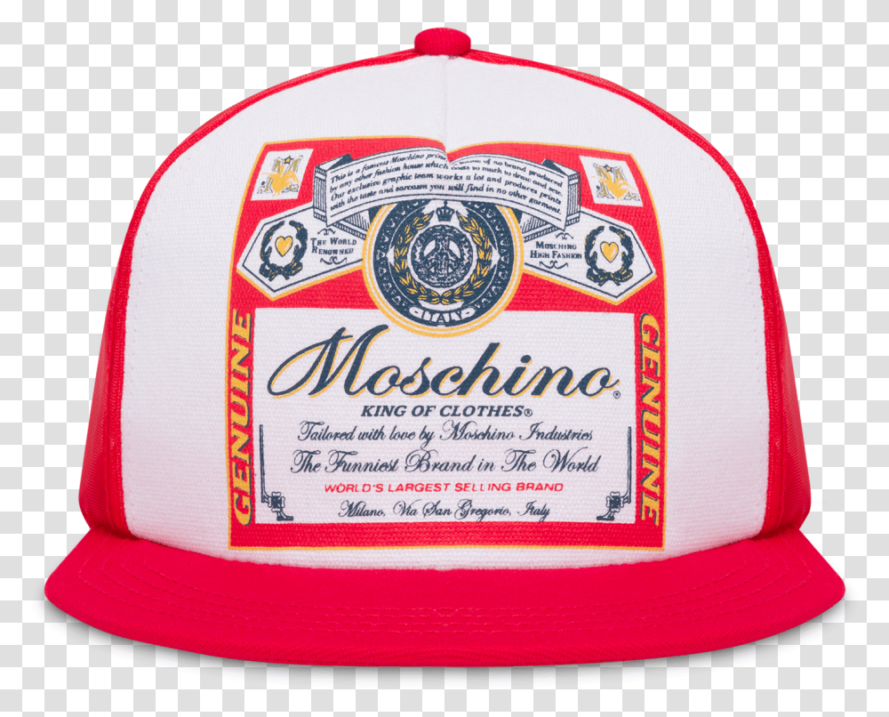 Budweiser Hat Moschino, Label, Text, Alcohol, Beverage Transparent Png