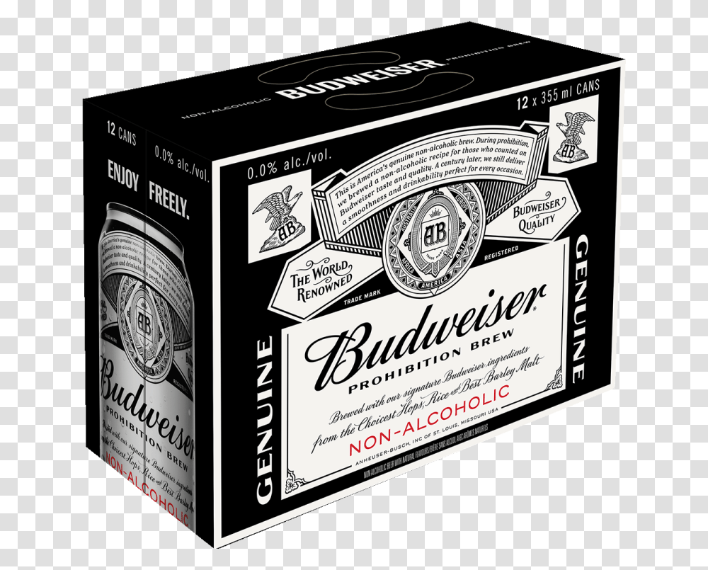Budweiser Prohibition Brew, Label, Box, Beverage Transparent Png