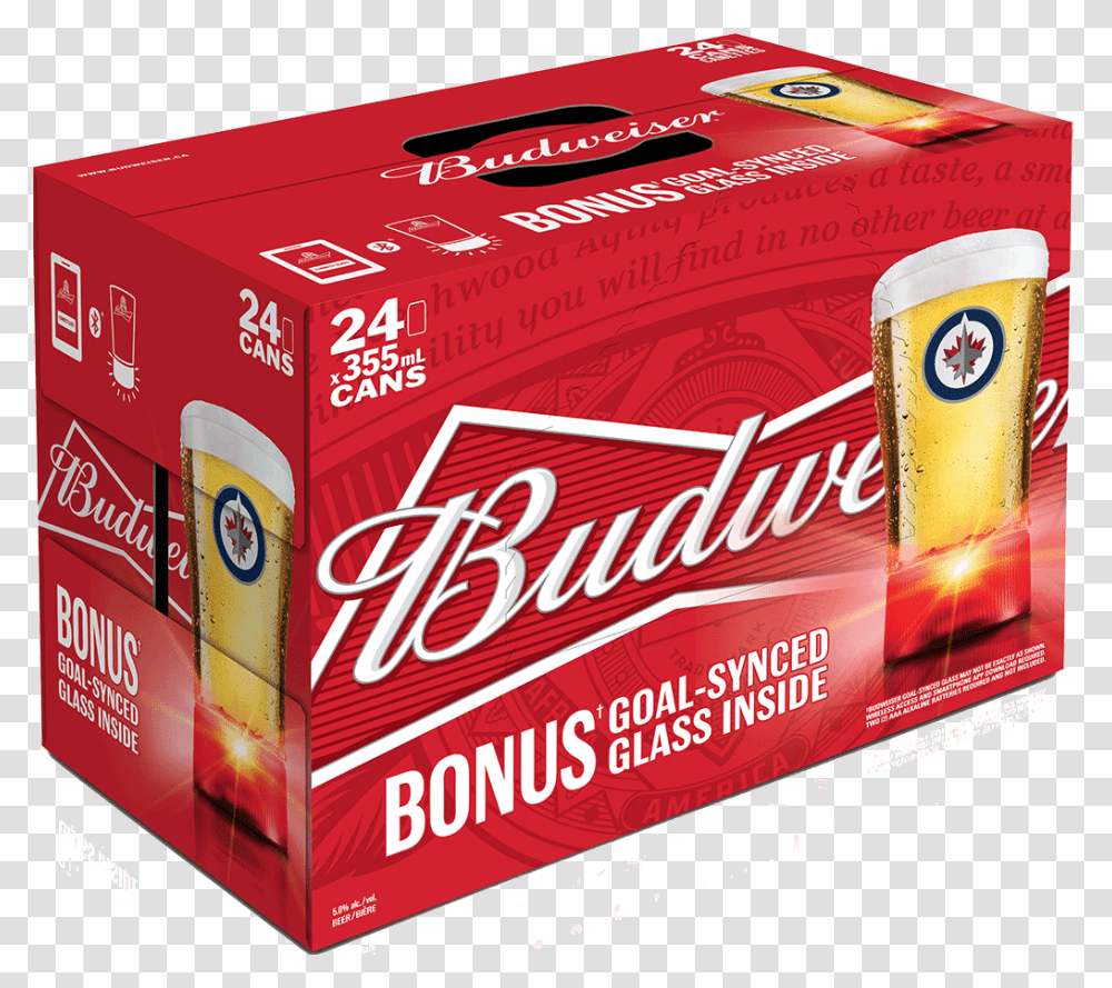 Budweiser Winnipeg Jets Pack With Red Light Goal Synced Budweiser Beer 473 Ml, Box, Cardboard, Carton Transparent Png