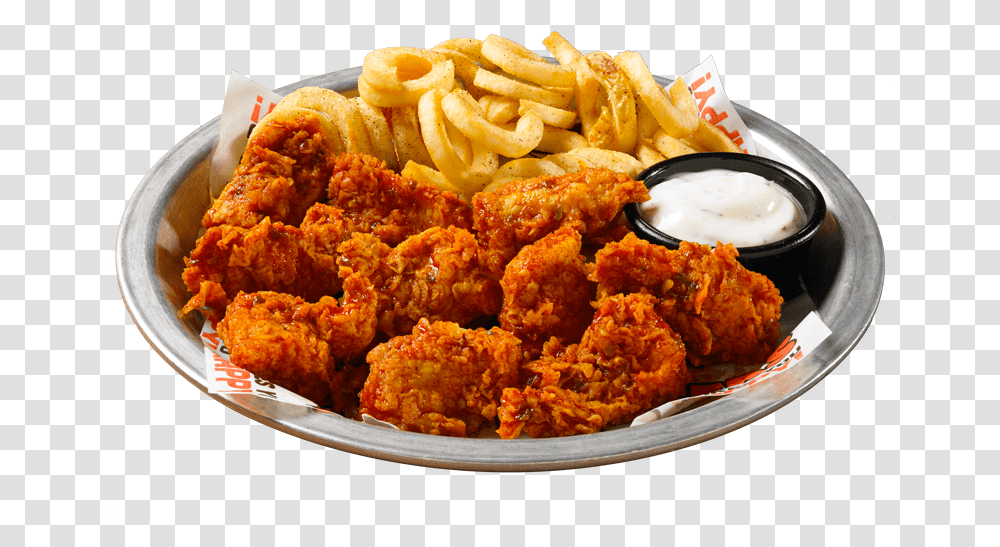 Buffalo Chicken Wings With Fries, Food, Dish, Meal, Platter Transparent Png