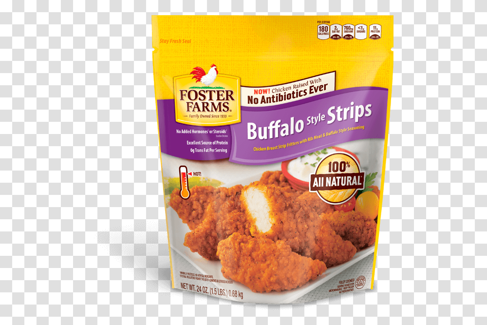 Buffalo Style Strips Foster Farms Chicken Patties, Fried Chicken, Food, Nuggets, Bird Transparent Png