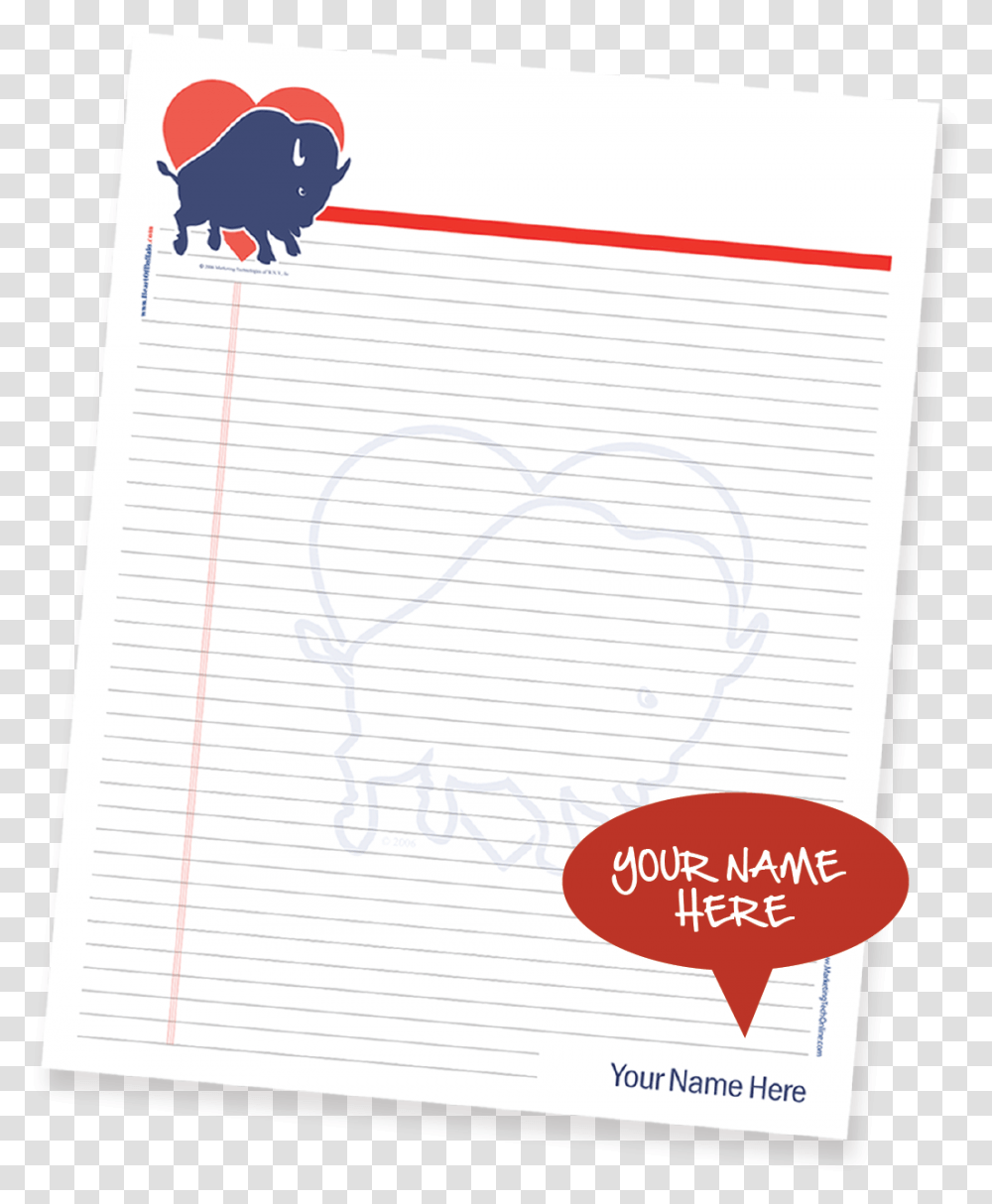 Buffalo Themed Notepad With Your Name In The Bottom Illustration, Page, Dog, Pet Transparent Png