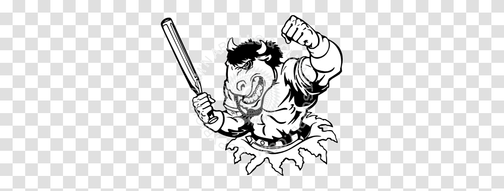 Buffalo With Baseball Bat, Hand, Emblem Transparent Png