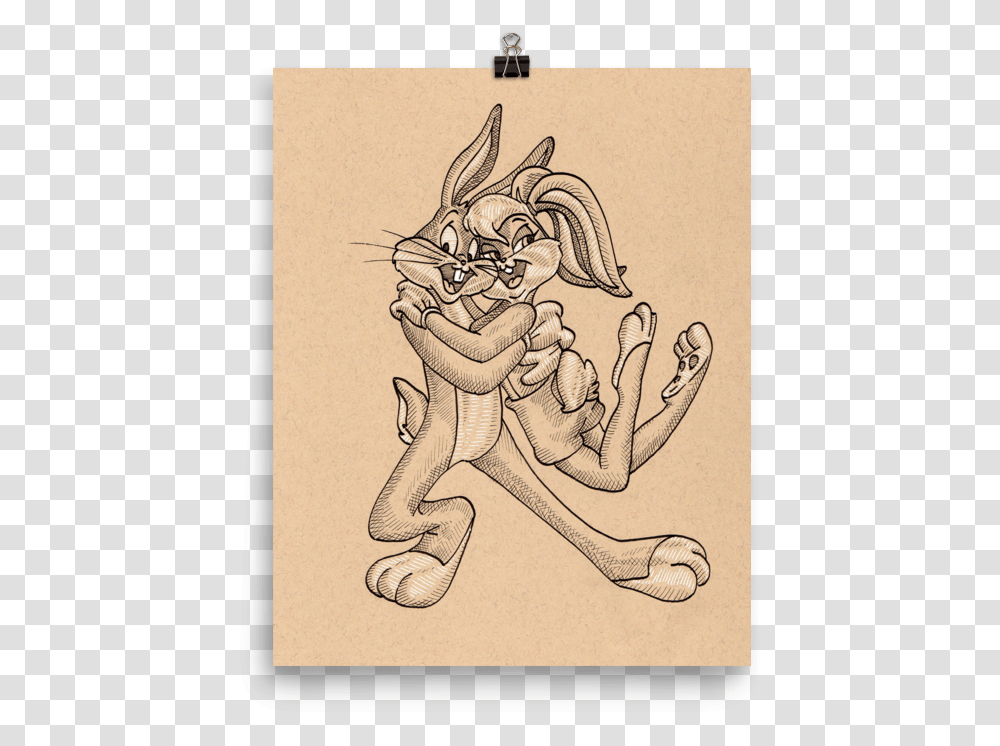 Bugs And Lola Bunny Art Print Sketch, Drawing, Statue, Sculpture, Hand Transparent Png