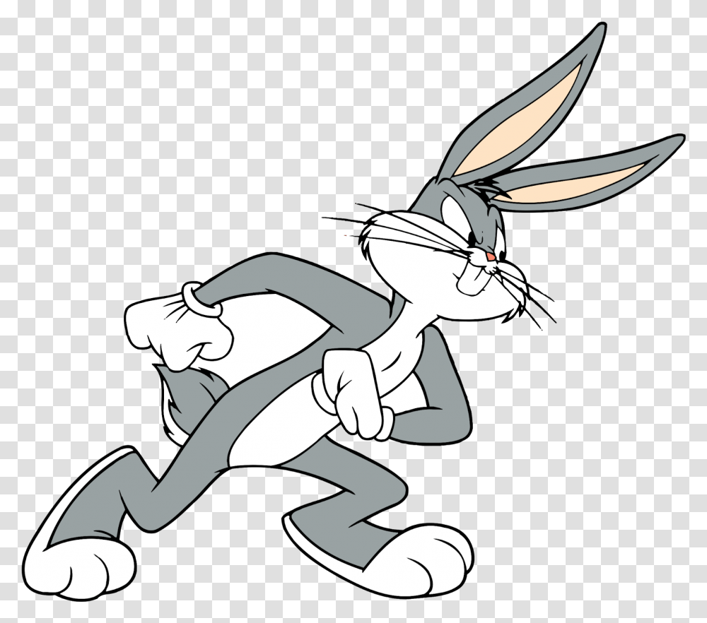 Bugs Bunny Cartoon Characters Looney Tunes Bugs Bunny Angry, Animal, Wildlife, Mammal, Stencil Transparent Png