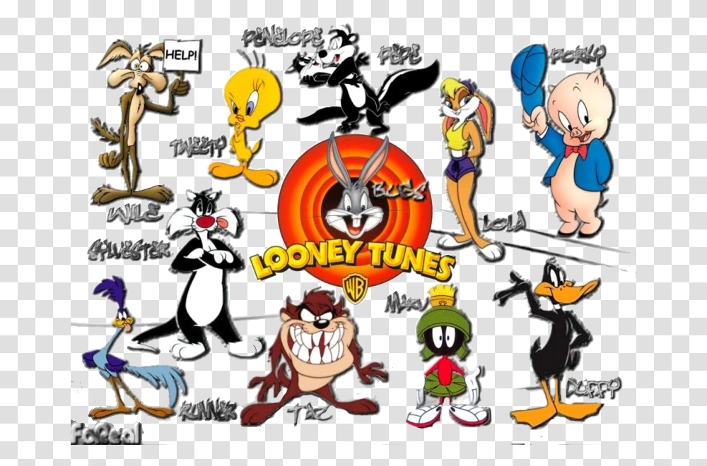 Bugs Bunny Clipart Looney Tunes Full Cast, Label, Person, Leisure Activities Transparent Png
