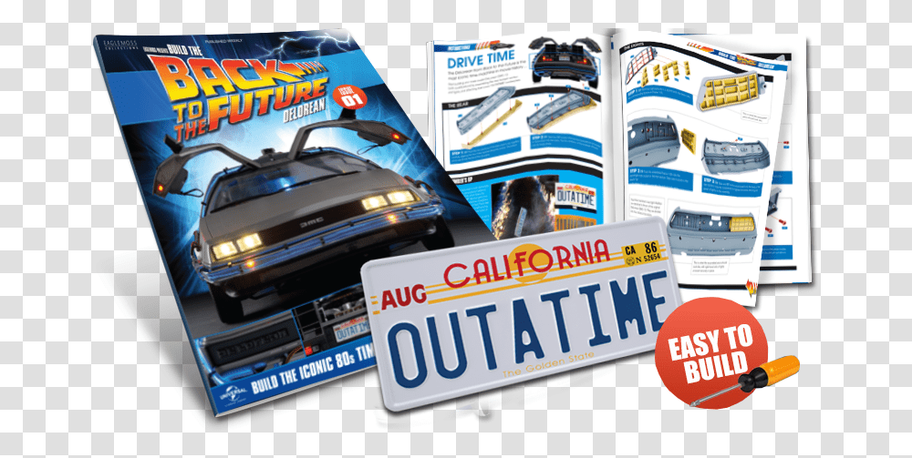 Build The Back To Future Delorean Binder Back To The Future, Car, Vehicle, Transportation, Advertisement Transparent Png