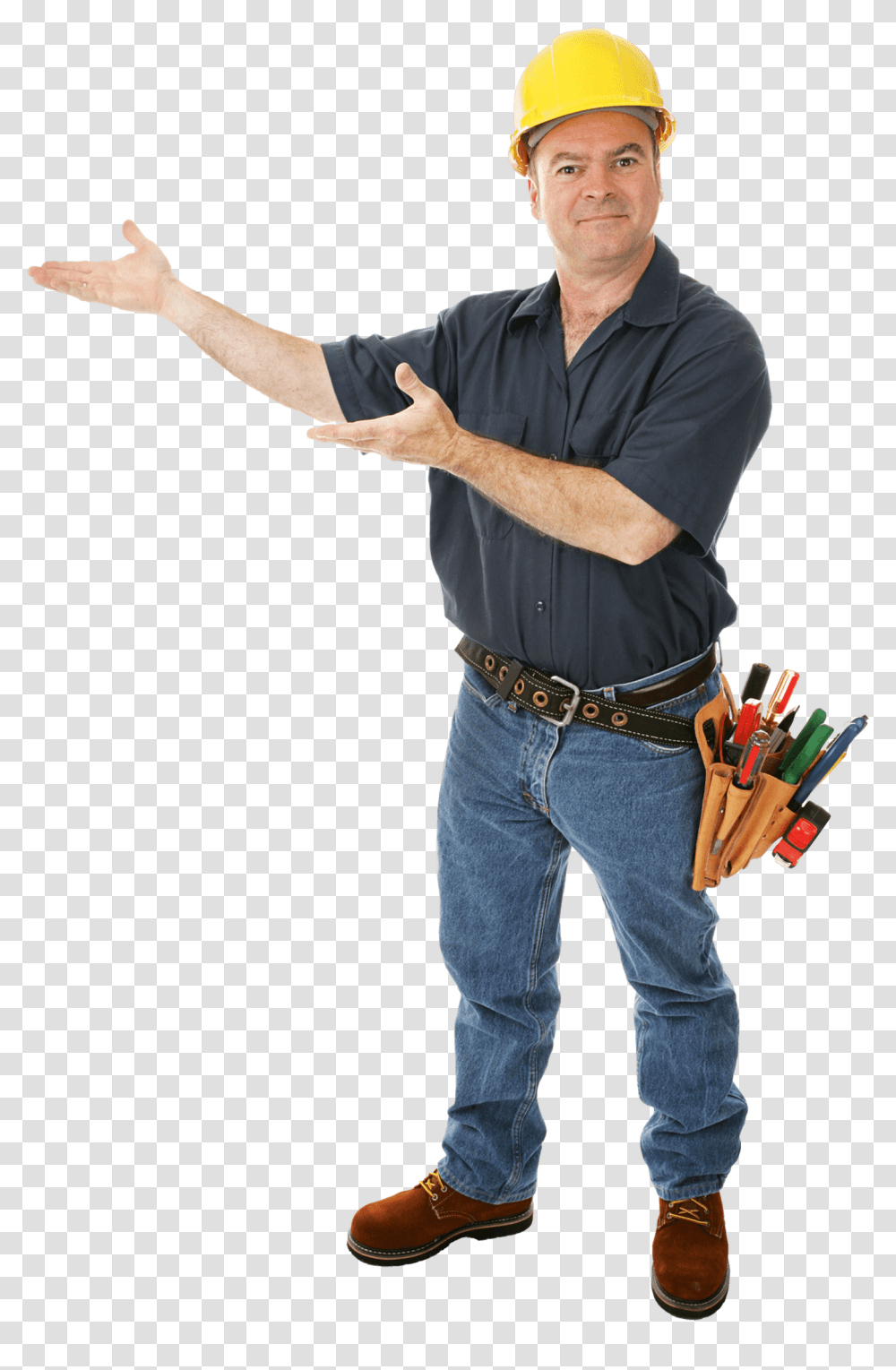 Builder Man Construction Worker, Person, Hardhat, Finger Transparent Png