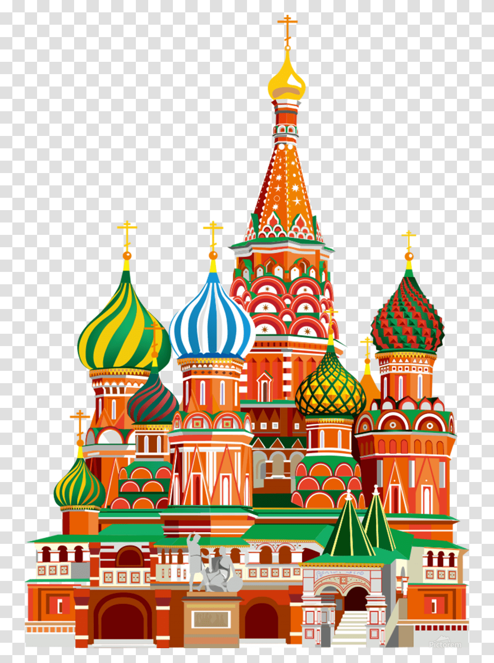 Building Basils Square Moscow Illustration Vector Saint Red Square Moscow, Architecture, Spire, Tower, Dome Transparent Png