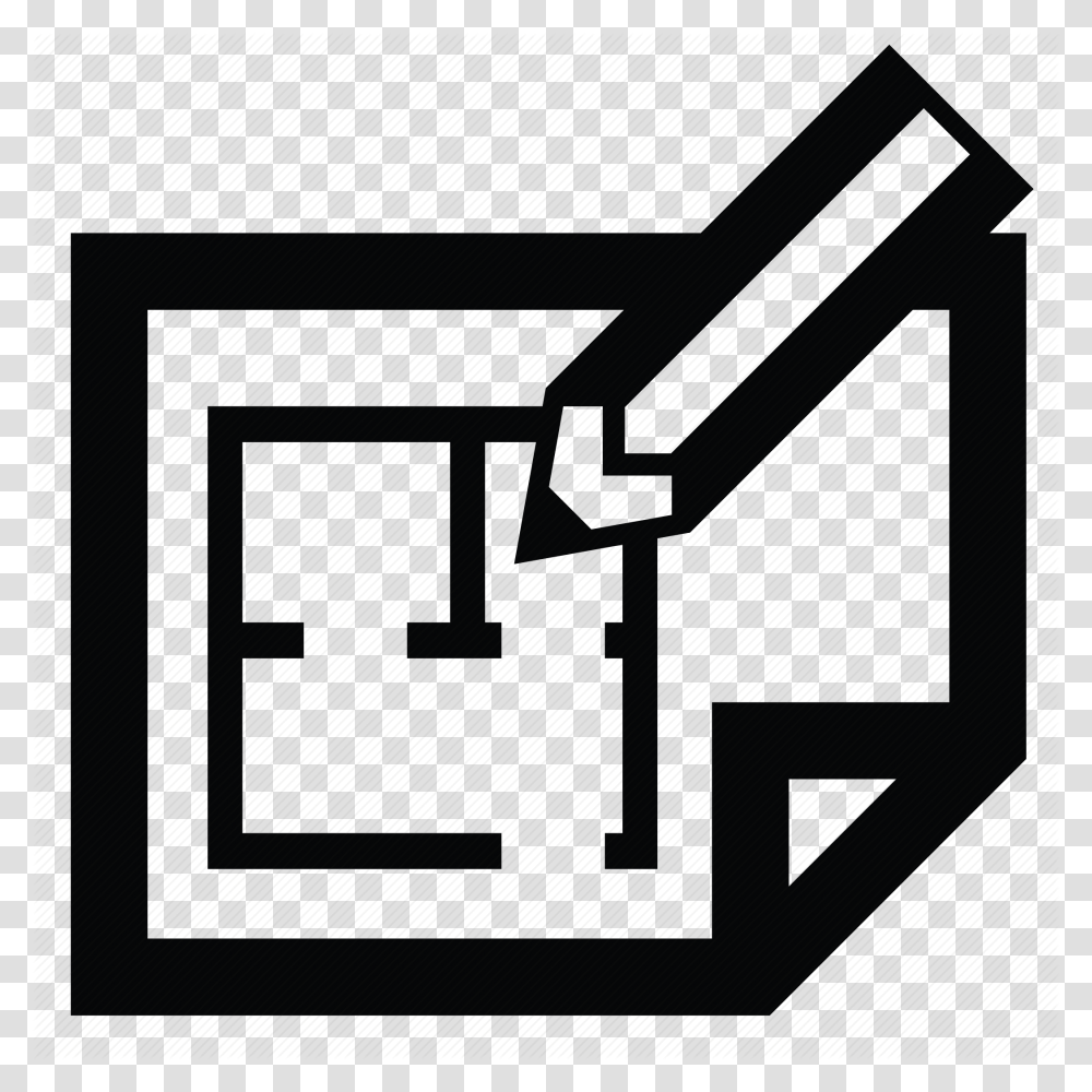 Building Cad Construction Engineer Design Estate House Tool Icon, Furniture, Pillow, Cushion Transparent Png