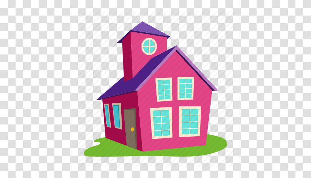 Building Cartoon Colored House Front Home Logo Roof Icon, Housing, Cottage, Cabin, Villa Transparent Png