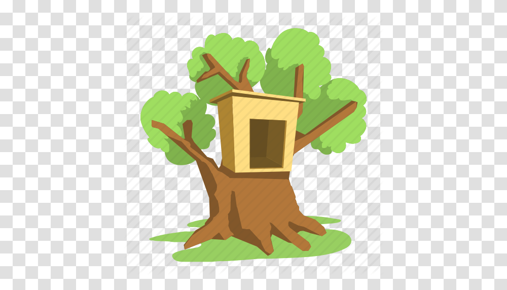 Building Cartoon Front Home Logo Roof Tree House Icon, Toy, Plant, Vegetation, Green Transparent Png