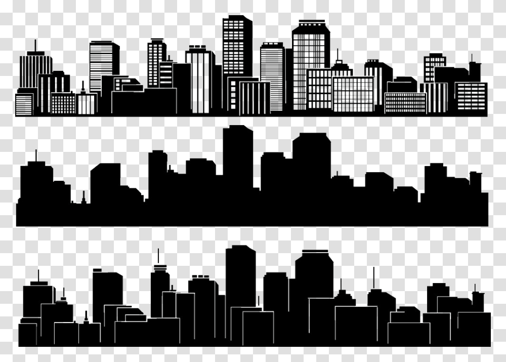 Building City And Silhouette Skyline Black White Clipart Building In Black And White, Urban, Town, Poster, Advertisement Transparent Png