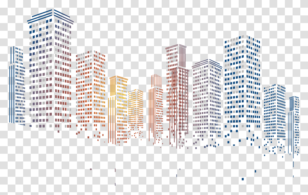 Building City Particles Pixelated Geometric Squares Building In Picsart, High Rise, Urban, Town, Apartment Building Transparent Png