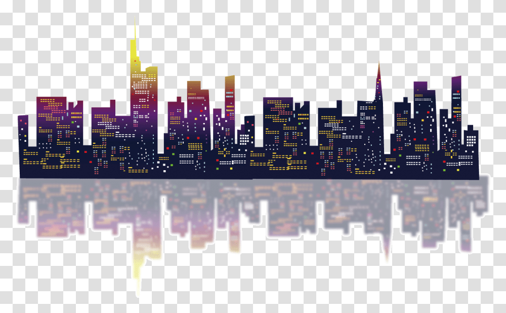 Building Coastal Night Reflection Scene Transprent Building Vector, City, Urban, High Rise, Downtown Transparent Png