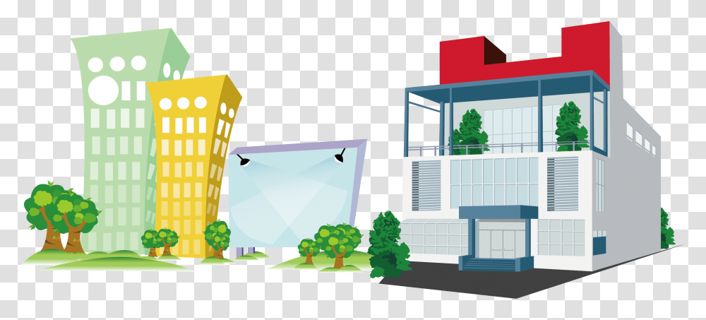 Building Company Cartoon Office Architecture Free Buildings Cartoon, Neighborhood, Urban, Plant, Housing Transparent Png