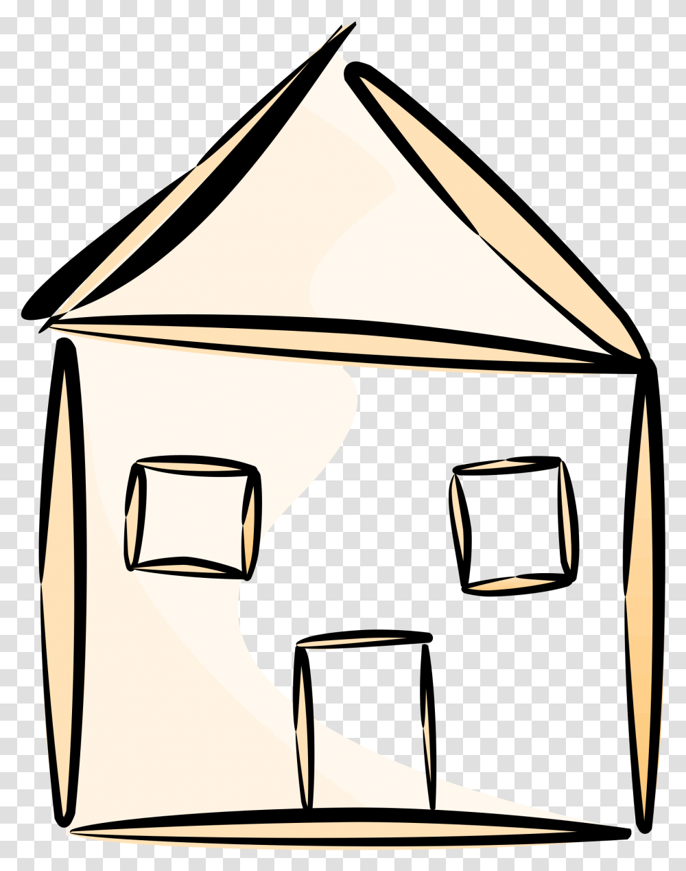 Building House Home Stylized Simple Outline House Outline Clipart, Lamp, Tent, Den, Drawing Transparent Png