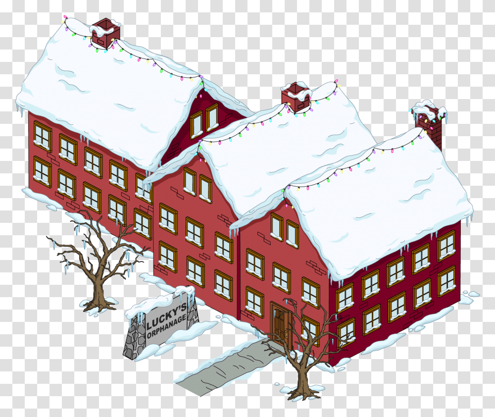 Building Luckysorphanage Christmas Snow Clipart Full Orphanage Building, Basket, Plant, Shopping Basket, Urban Transparent Png