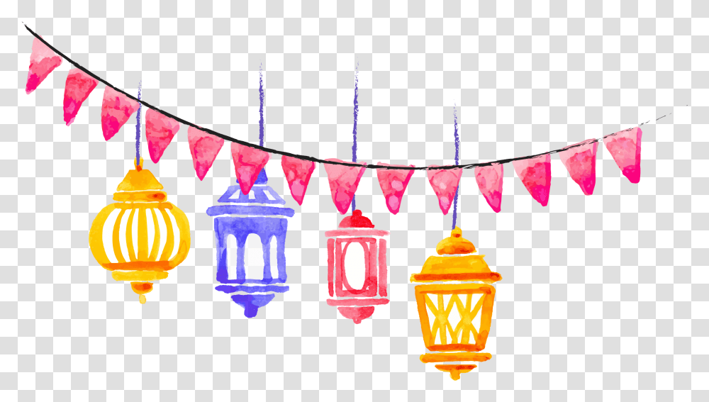 Building Painted Illustration Hand Ramadan Kareem Vector, Lantern, Lamp, Chandelier, Lampshade Transparent Png