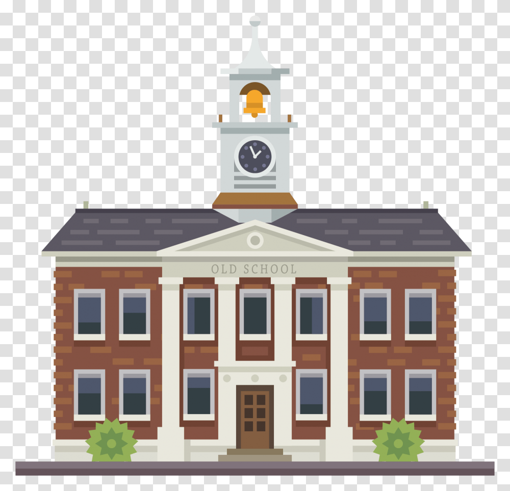 Building School Ancient University Illustration Church Old School Building, Tower, Architecture, Clock Tower, Bell Tower Transparent Png