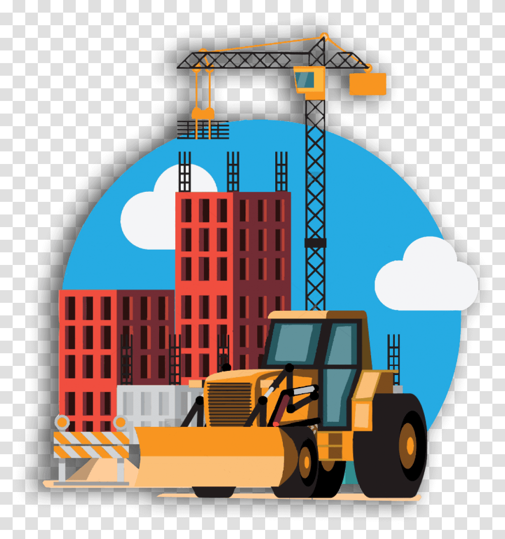 Building Under Construction Vector, Tractor, Vehicle, Transportation, Bulldozer Transparent Png