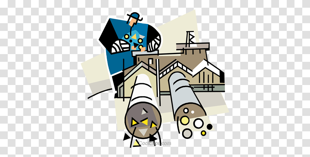 Building With A Pipeline Royalty Free Vector Clip Art Illustration, Architecture, Housing, Factory, Worker Transparent Png