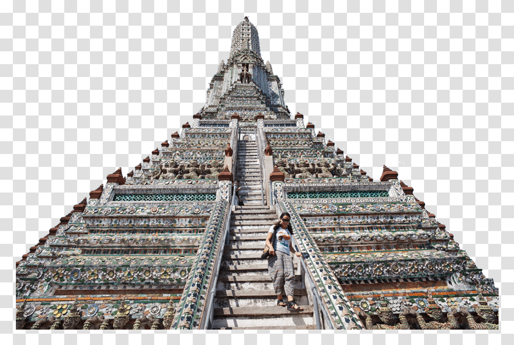 Building With Extreme Staircase Image Wat Arun, Person, Handrail, Temple, Architecture Transparent Png