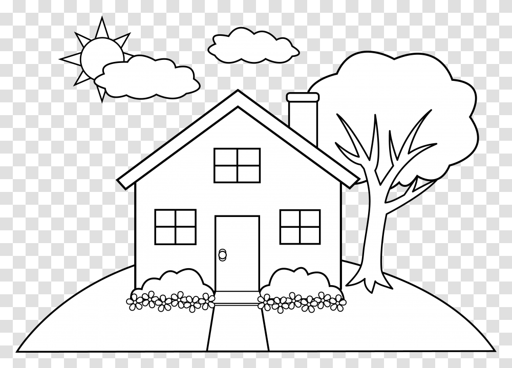 Buildings And Architecture My House Coloring Page, Cottage, Housing, Neighborhood, Urban Transparent Png