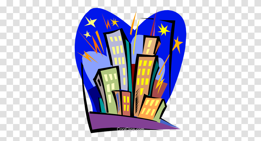 Buildings In Fireworks Royalty Free Vector Clip Art Illustration, Poster, Advertisement, Paper Transparent Png