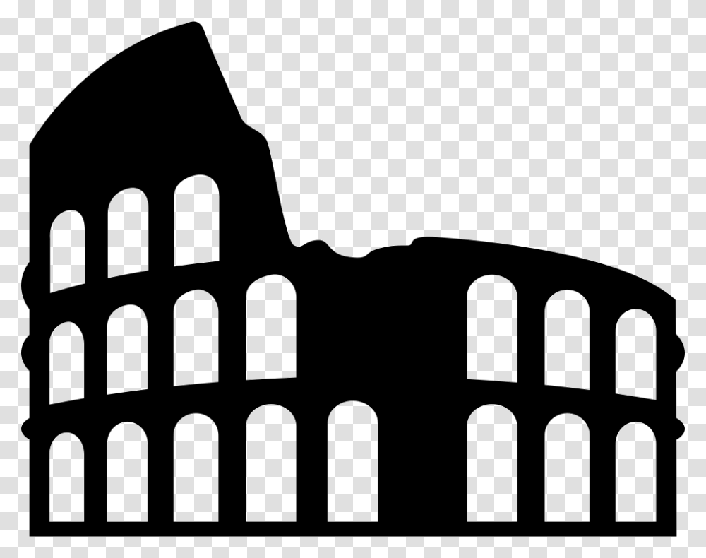 Buildings In Rome Colosseum Icon, Silhouette, Architecture, Brick, Fence Transparent Png