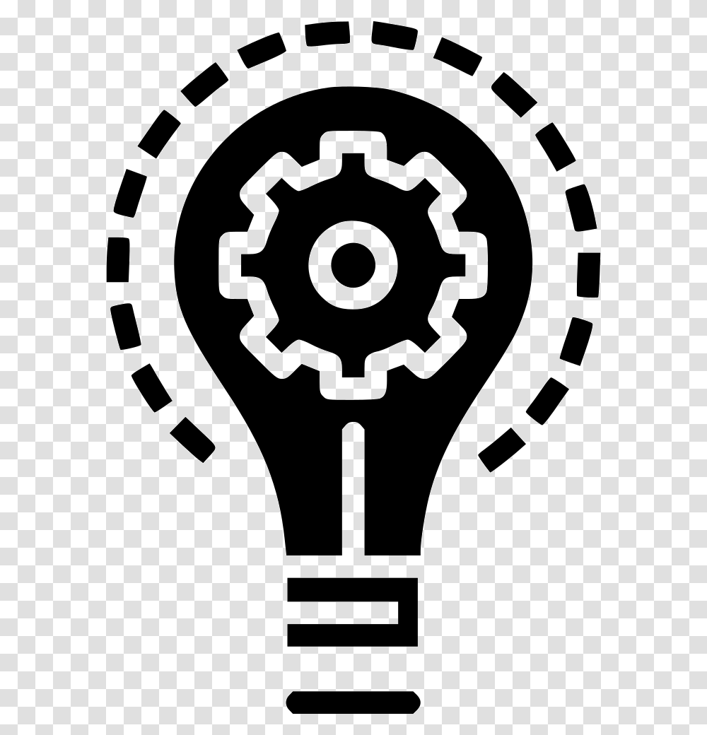 Bulb Idea Imagination Light Innovation Setting Gear Modernization Icon, Machine, Stencil, Wheel, Poster Transparent Png