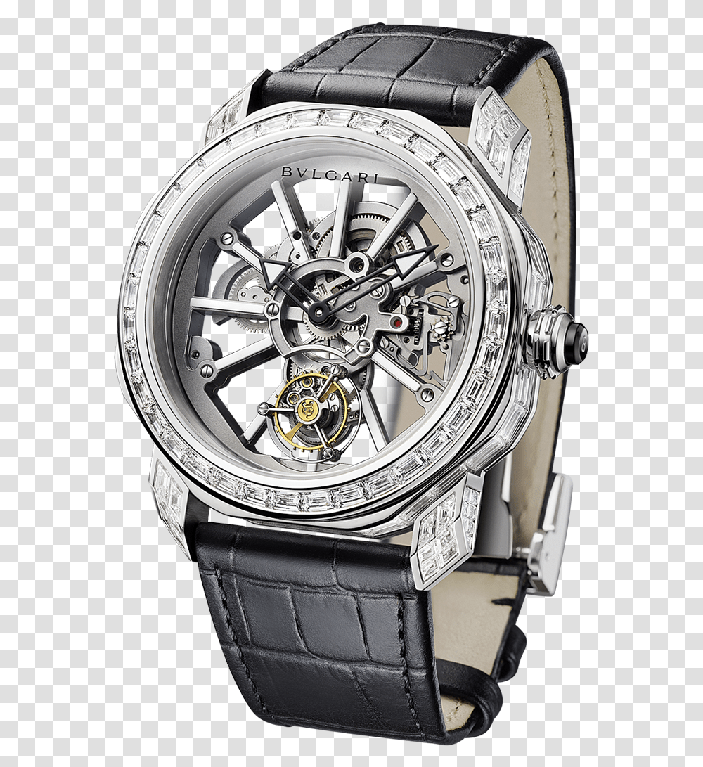 Bulgari Octo Tourbillon Sapphire Watch, Wristwatch, Clock Tower, Architecture, Building Transparent Png