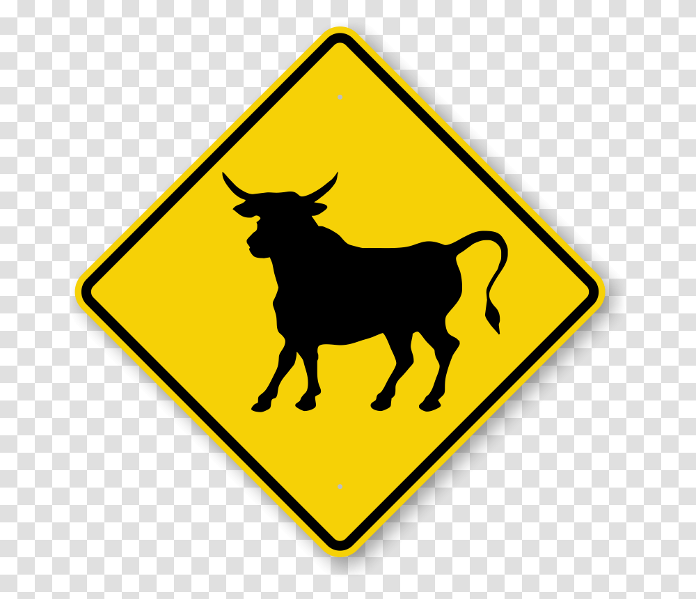 Bull Crossing Sign Shot Up Road Signs, Dog, Pet, Canine Transparent Png