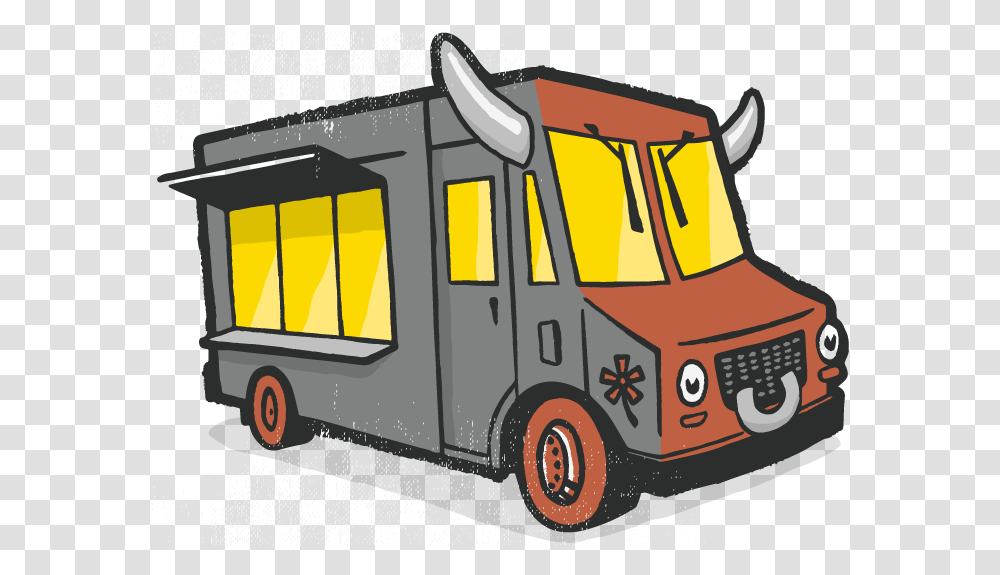 Bull Food Truck Download Cartoon Food Truck, Van, Vehicle, Transportation, Fire Truck Transparent Png