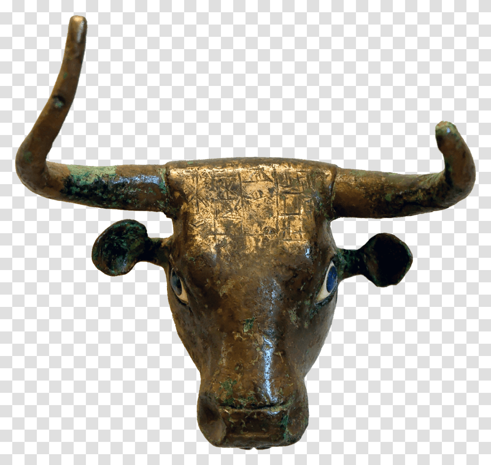 Bull Head From Girsu 3000 Bce Mesopotamia Bull Head, Longhorn, Cattle, Mammal, Animal Transparent Png