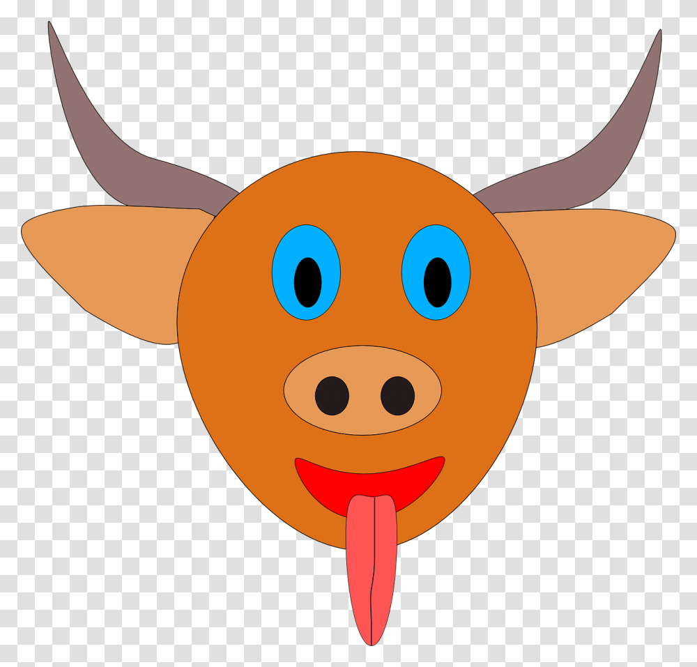 Bull Horns Orange Head Animal Mammal Farm Male Buffalo Face Clip Art, Cattle, Cow, Deer, Wildlife Transparent Png